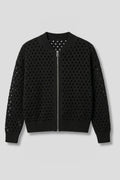 Xenia | Zip-Front Textured Knit Bomber Cardigan