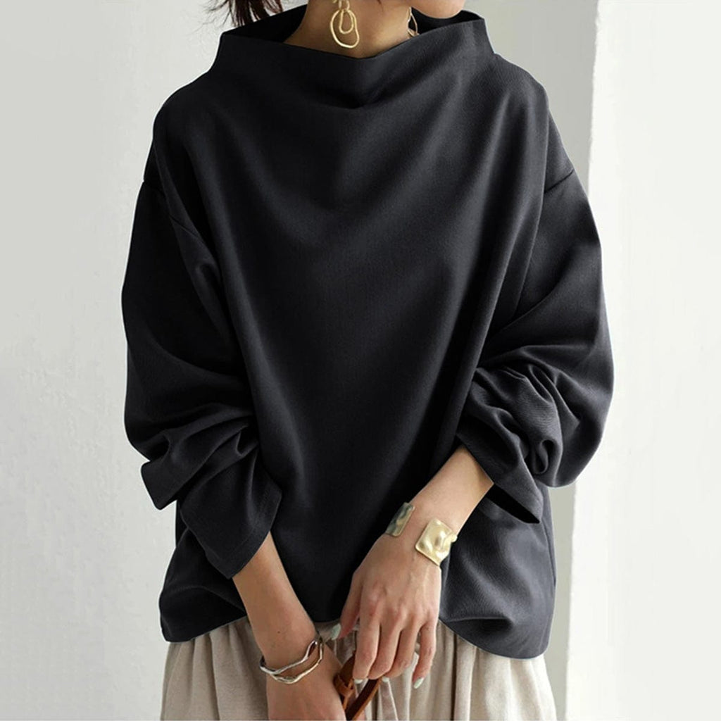Eva | Sweater med høj hals og lave skuldre