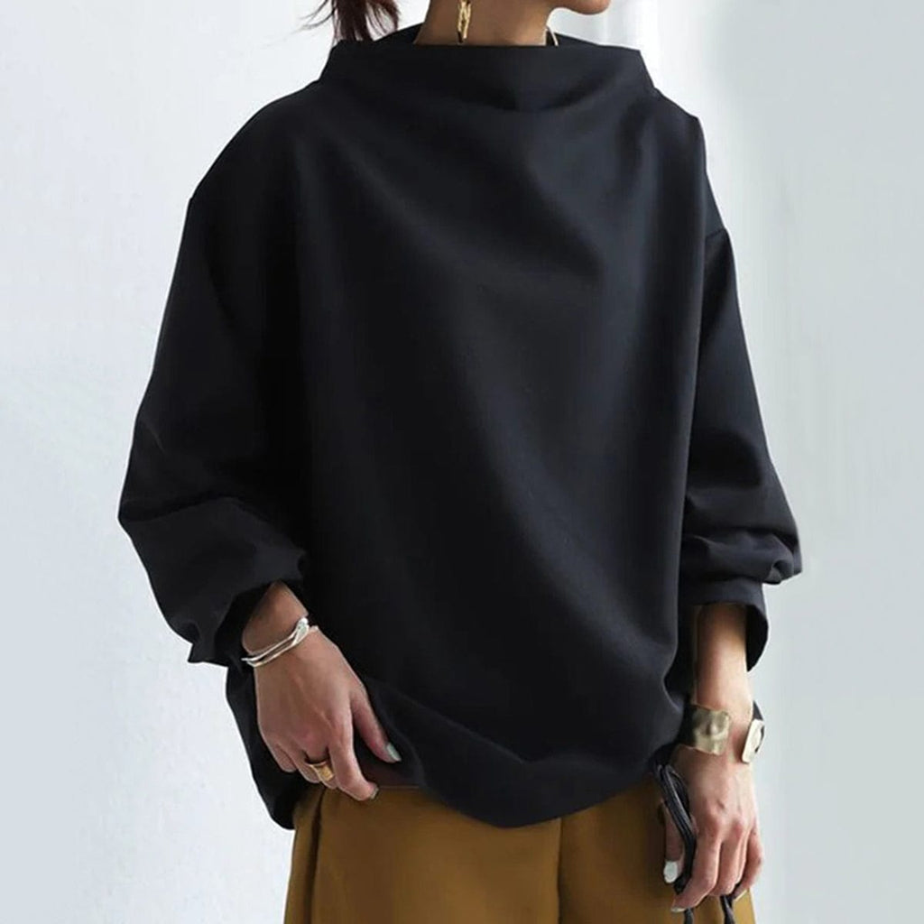 Eva | Sweater med høj hals og lave skuldre