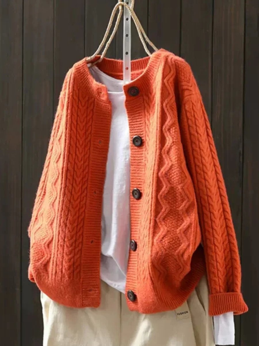 Antonia | Oversized Cable-Knit Button-Down Cardigan