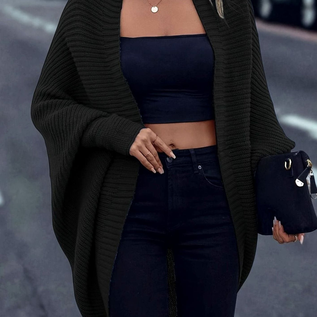 Delphine | Open-Front Longline Knit Cardigan