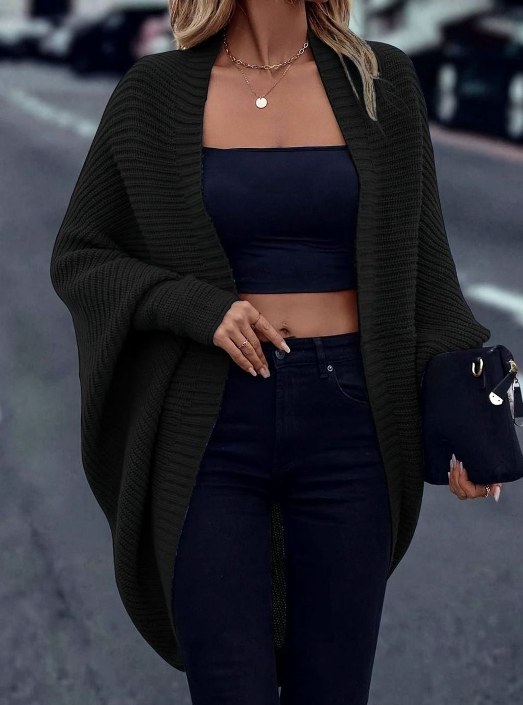 Delphine | Open-Front Longline Knit Cardigan