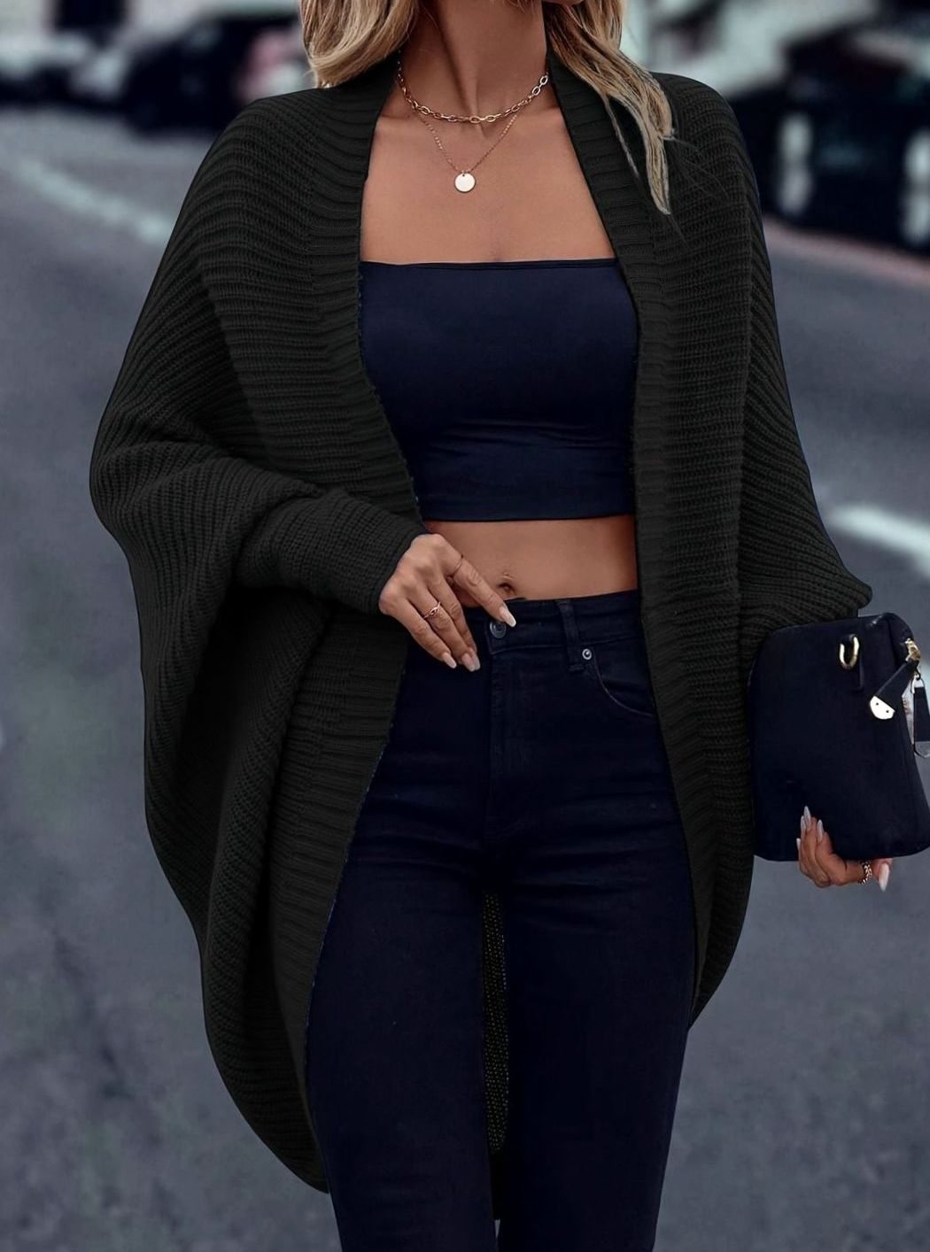 Delphine | Open-Front Longline Knit Cardigan