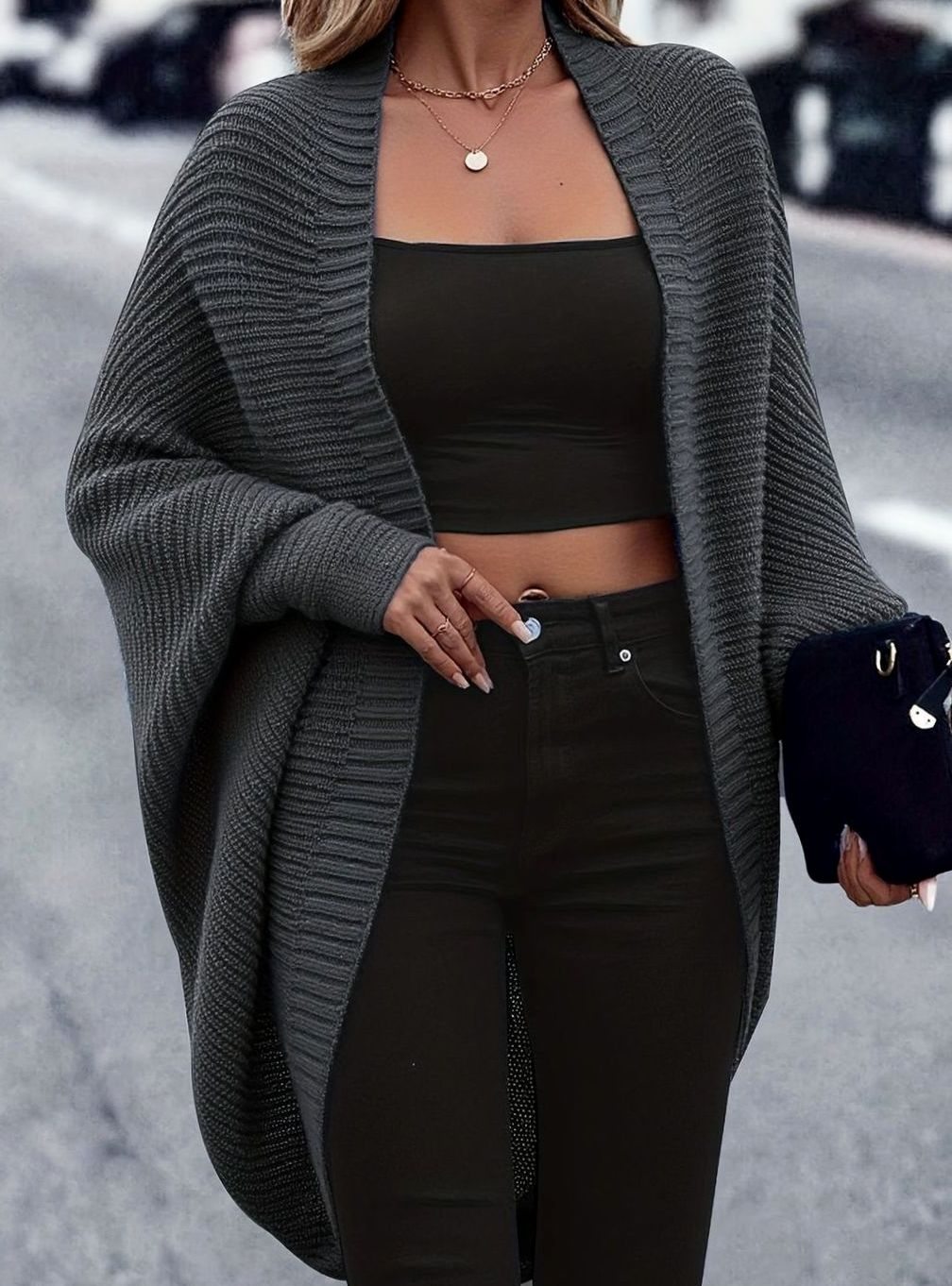Delphine | Open-Front Longline Knit Cardigan