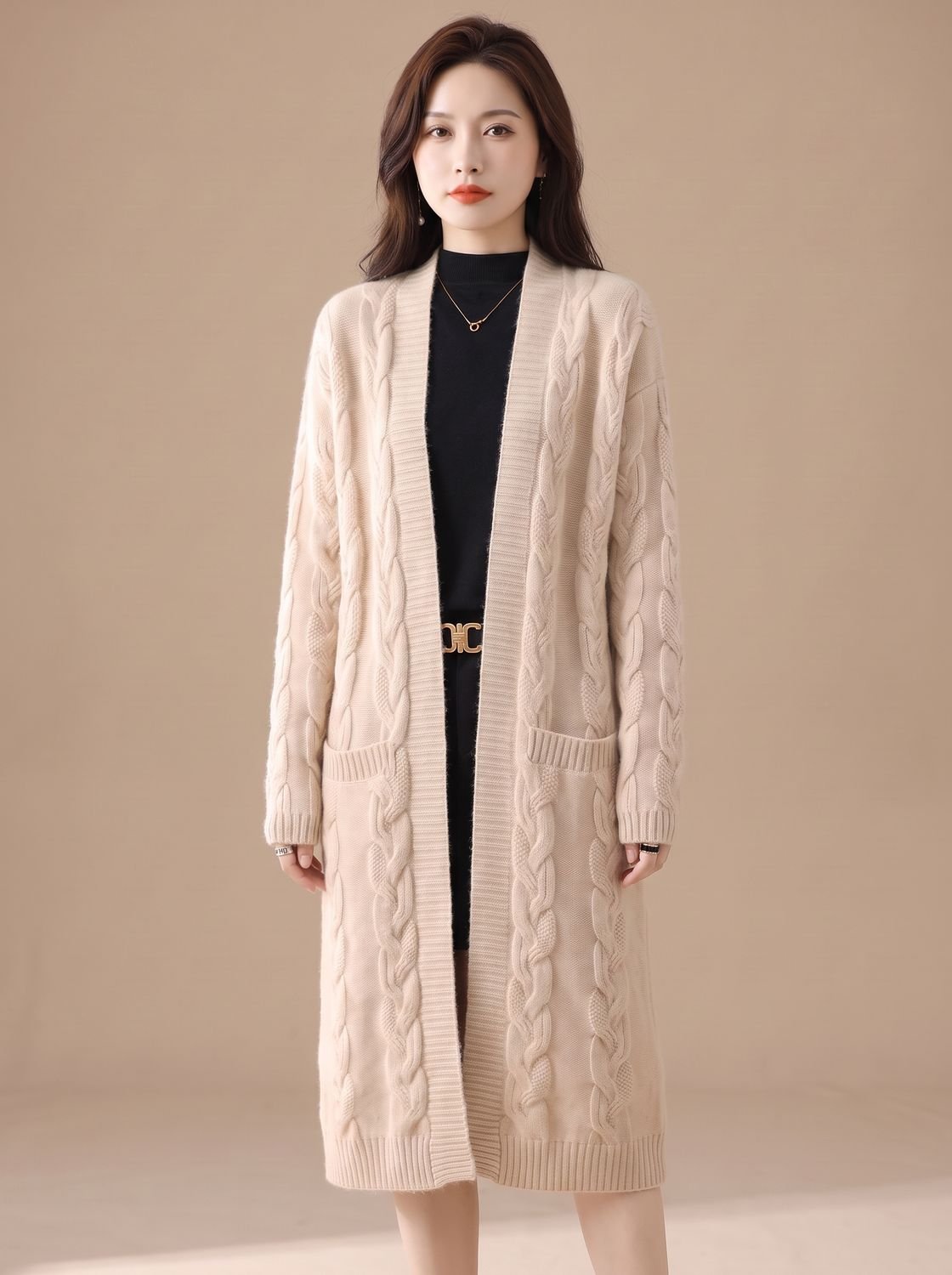 Violetta | Striped Longline Open-Front Cardigan