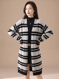 Violetta | Striped Longline Open-Front Cardigan