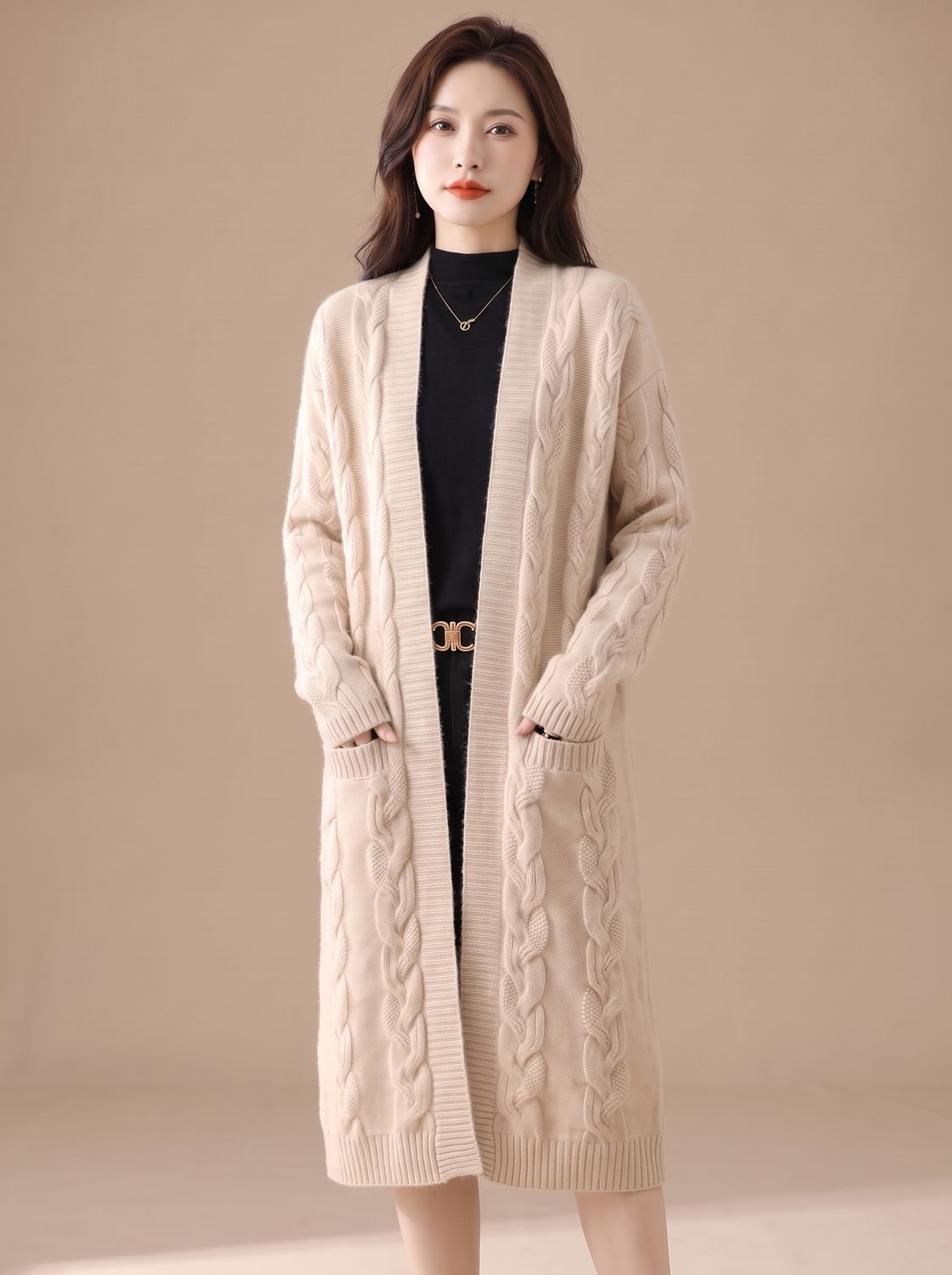 Violetta | Striped Longline Open-Front Cardigan