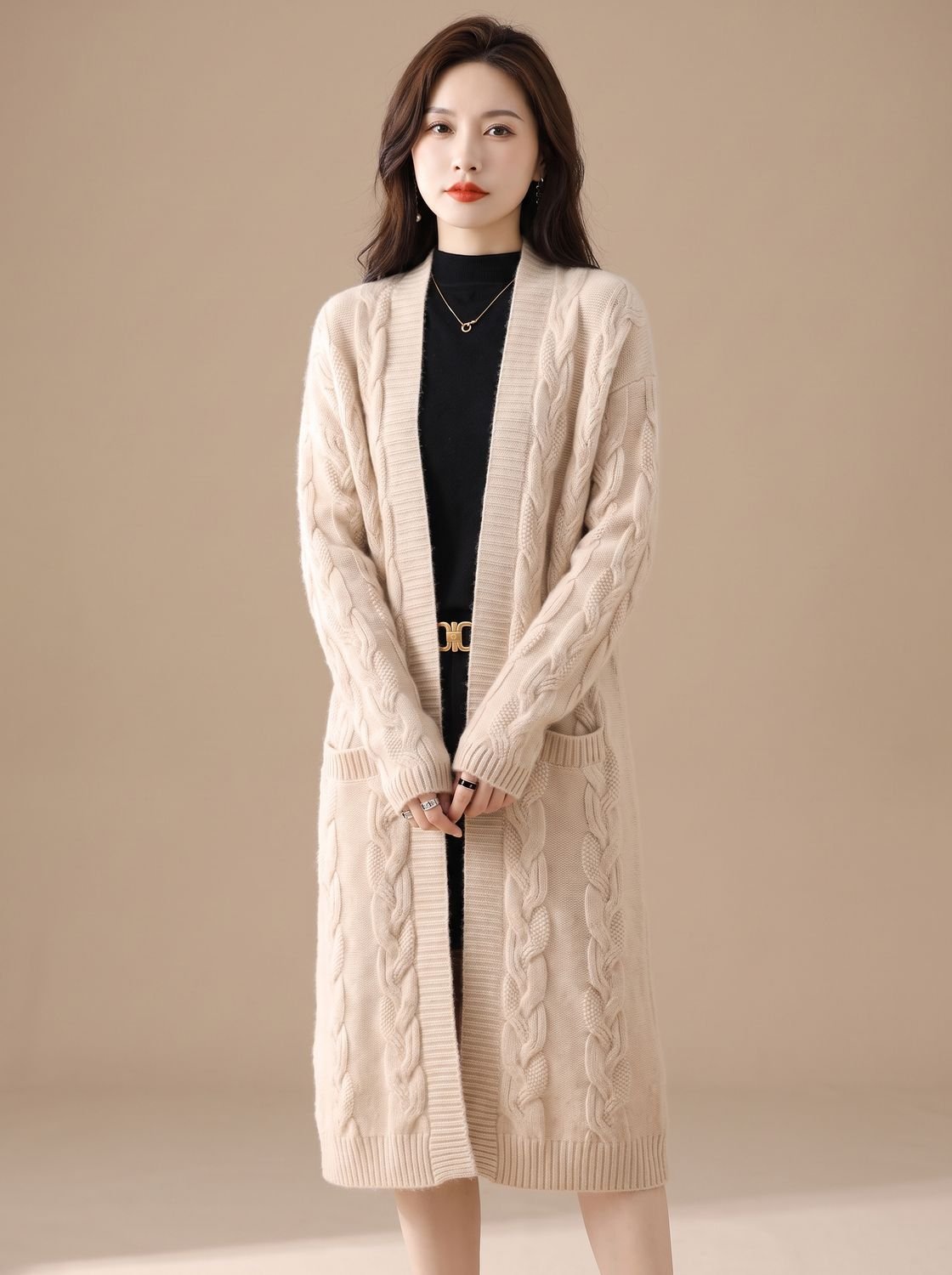Violetta | Striped Longline Open-Front Cardigan