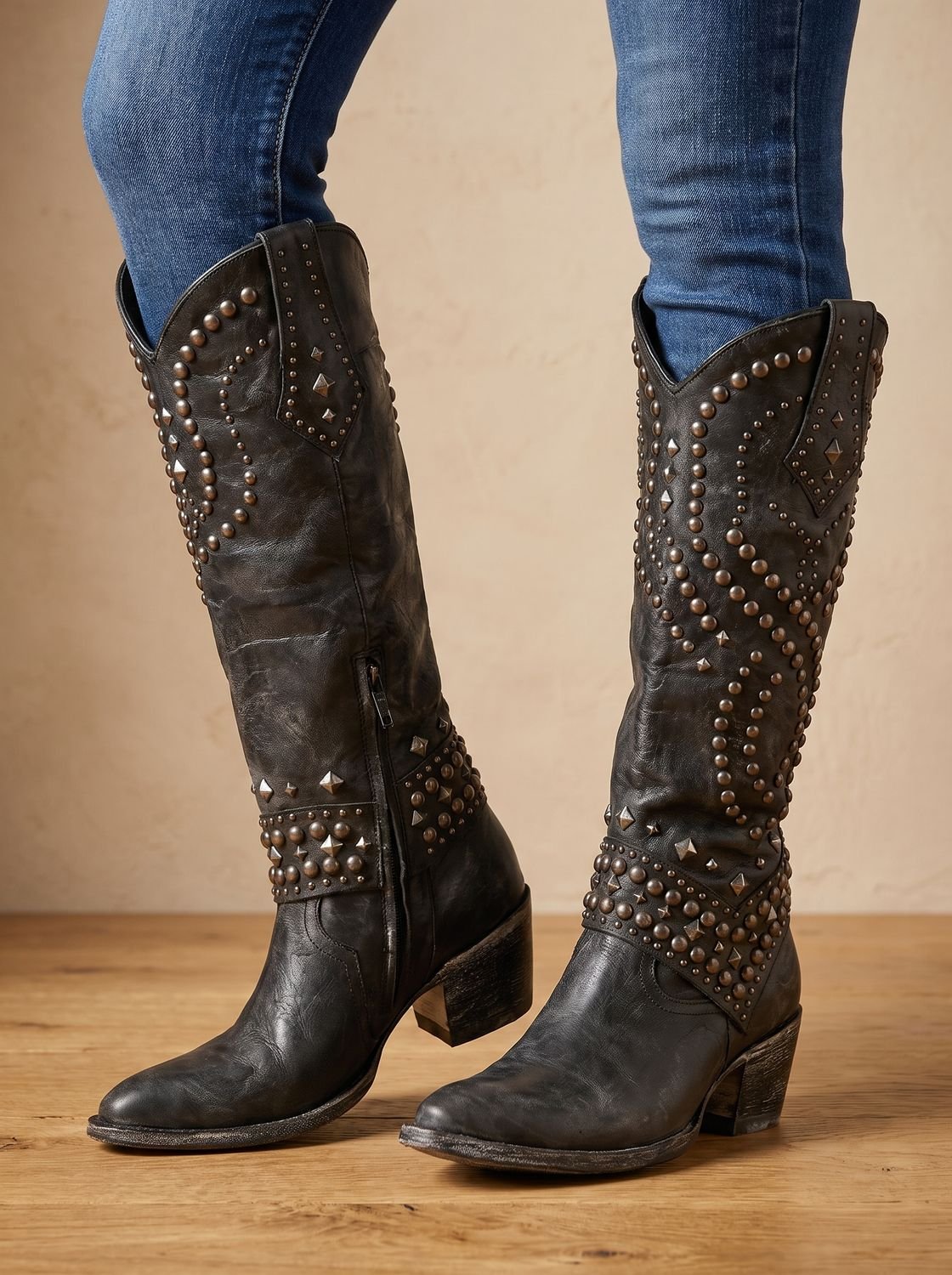 Ellie | Cowboystøvler med nitter