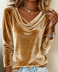 Wilhelmine | Velour top med draperet V-hals