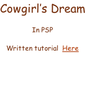 Cowgirl’s Dream  In PSP  Written tutorial  Here